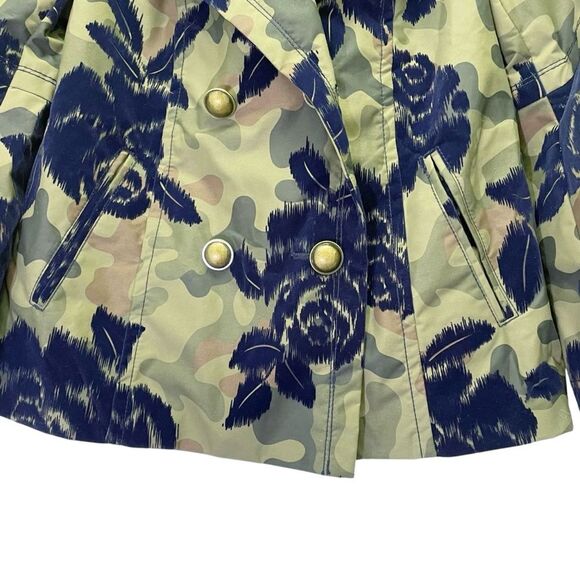 NWT Banana Republic Peacoat Jacket Olive Camo Navy Faux Fur Collar Size XSP New - Picture 7 of 16